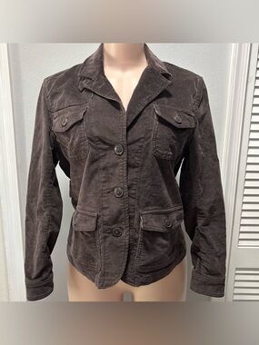 L.L. Bean Corduroy Button-Front Jacket in Dark Brown